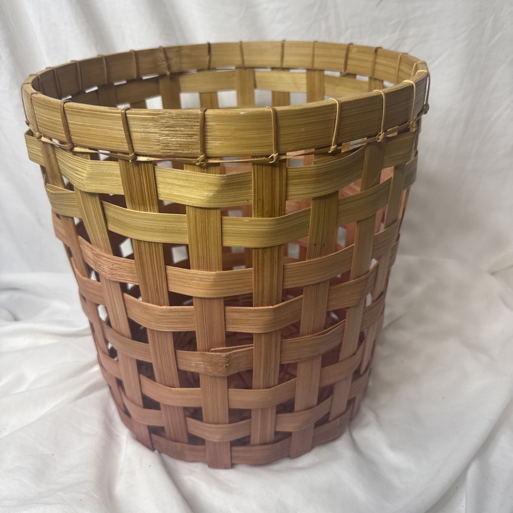 Bamboo Woven Waste Gradient Basket Trash Planter Umbrella Bath Storage Large 13" - Picture 10 of 11